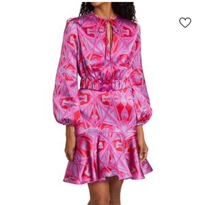 Silvia Tcherassi Fiorenza Printed Mini Dress in Magenta Kaleidoscope size Medium